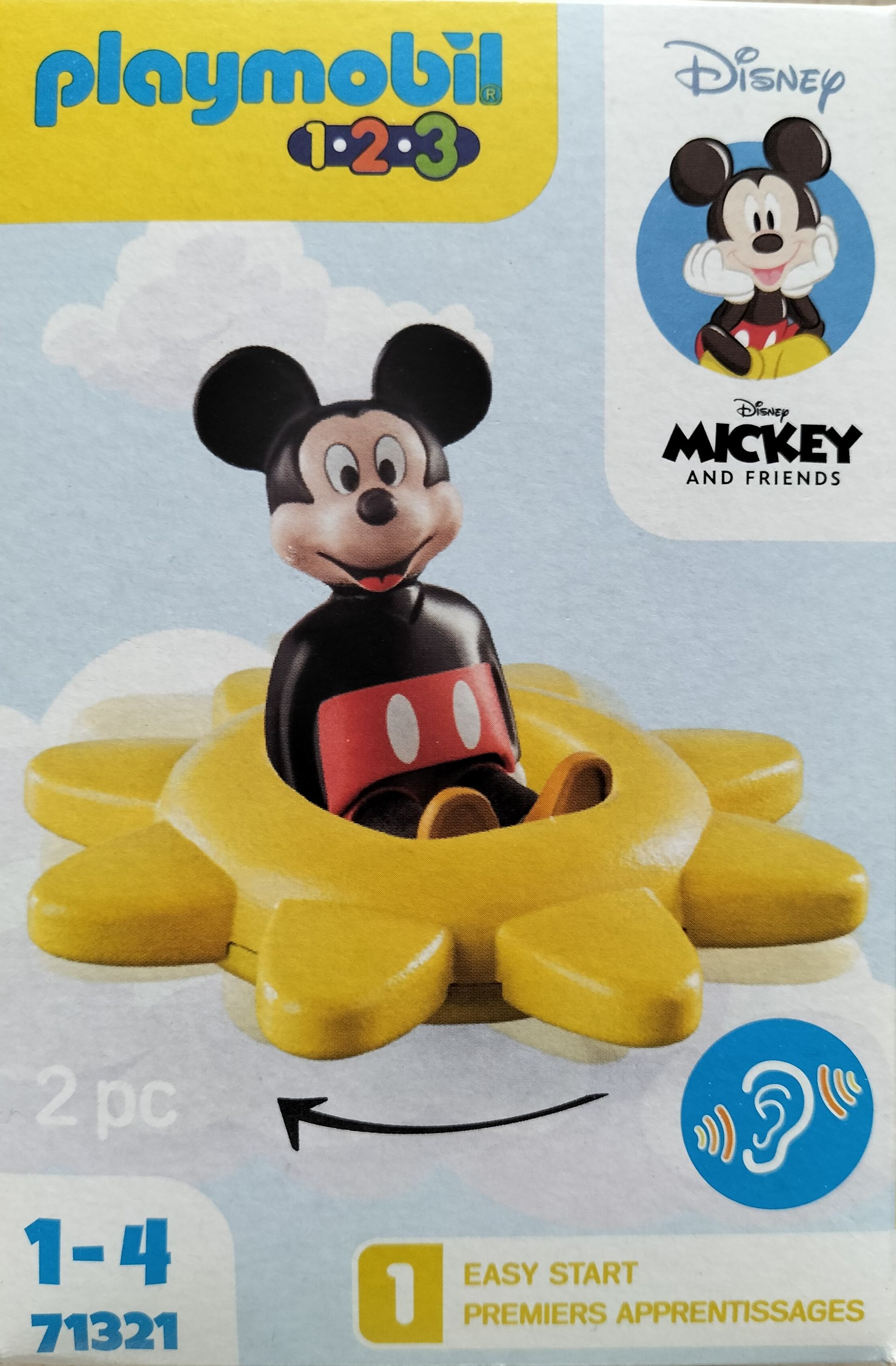 Playmobil 1.2.3 Disney Mickey Mouse speelgoedset. Micky zittend in een draaiende zon.