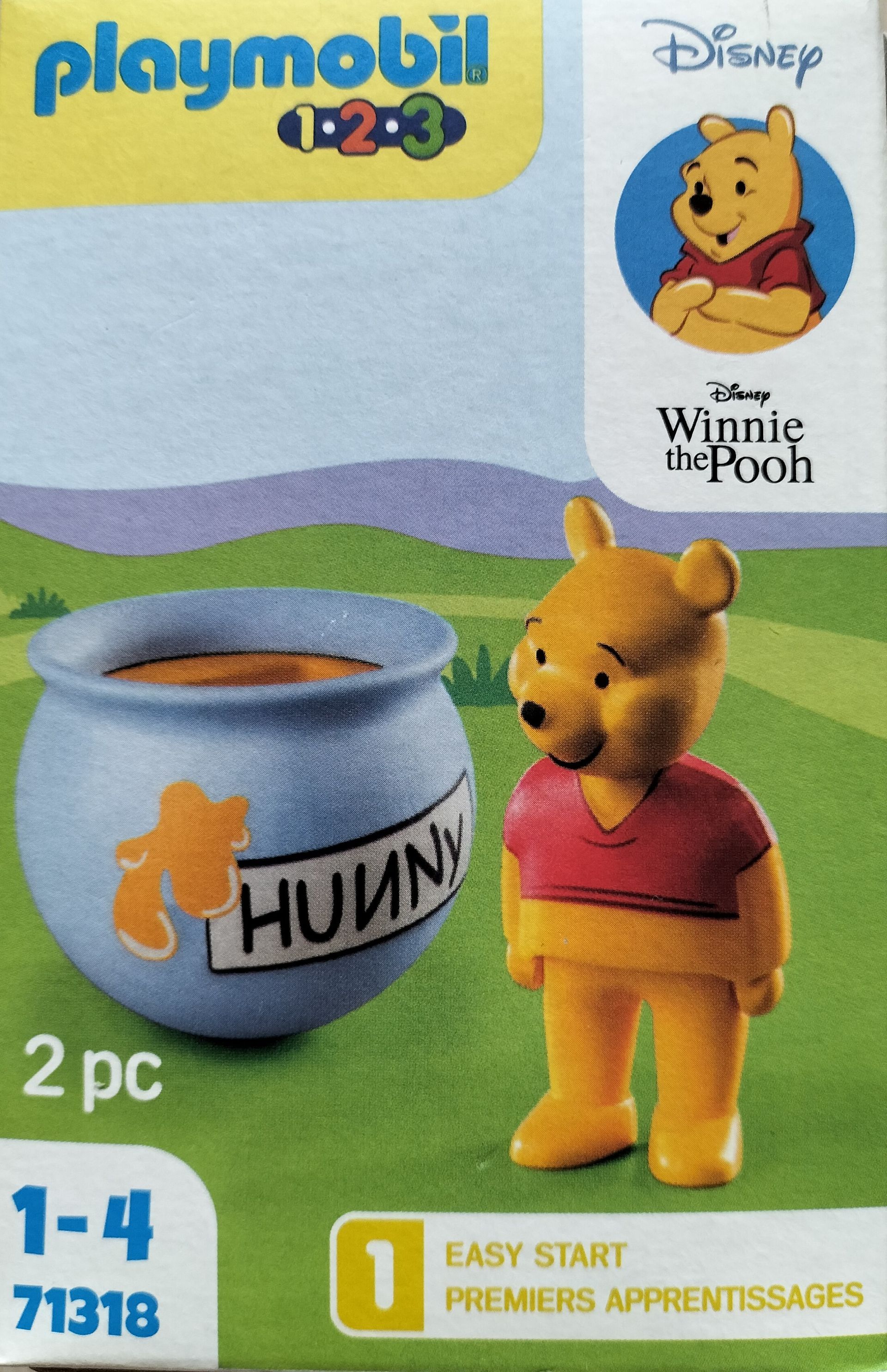 Playmobil 1.2.3 Disney Winnie de Pooh set: Winnie the Pooh in een blauwe honingpot.