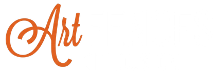 Orange cursive “Art” logo on a white background