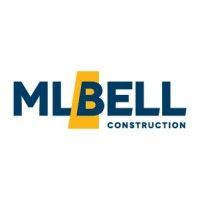 MLBell Construction logo with blue text, yellow rectangle, and blue 