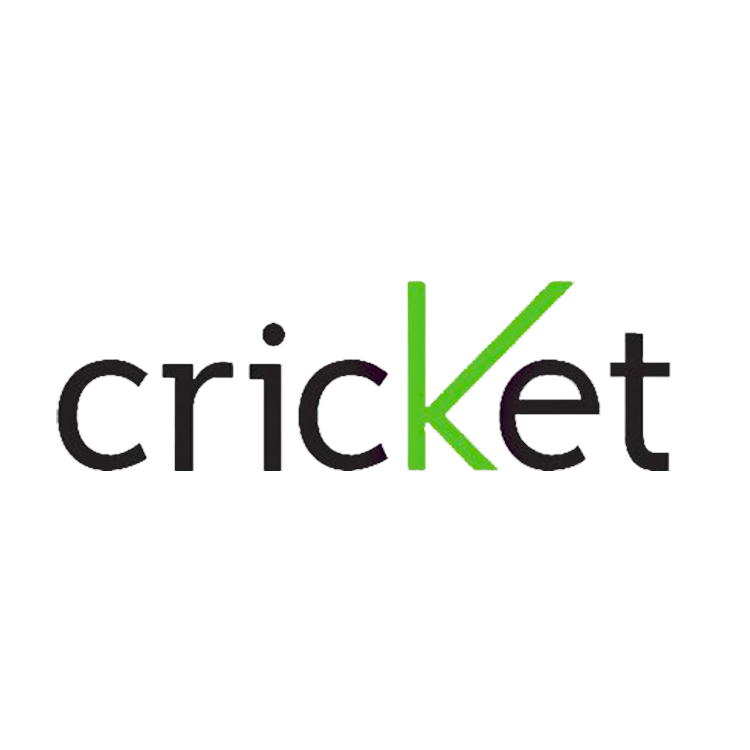 The cricket logo is black and green on a white background.