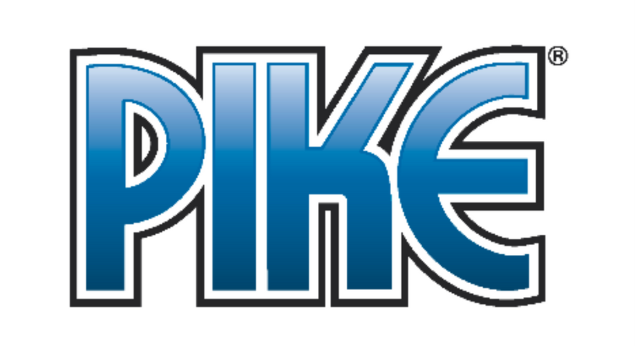 Pike logo in blue outlined letters on a white background