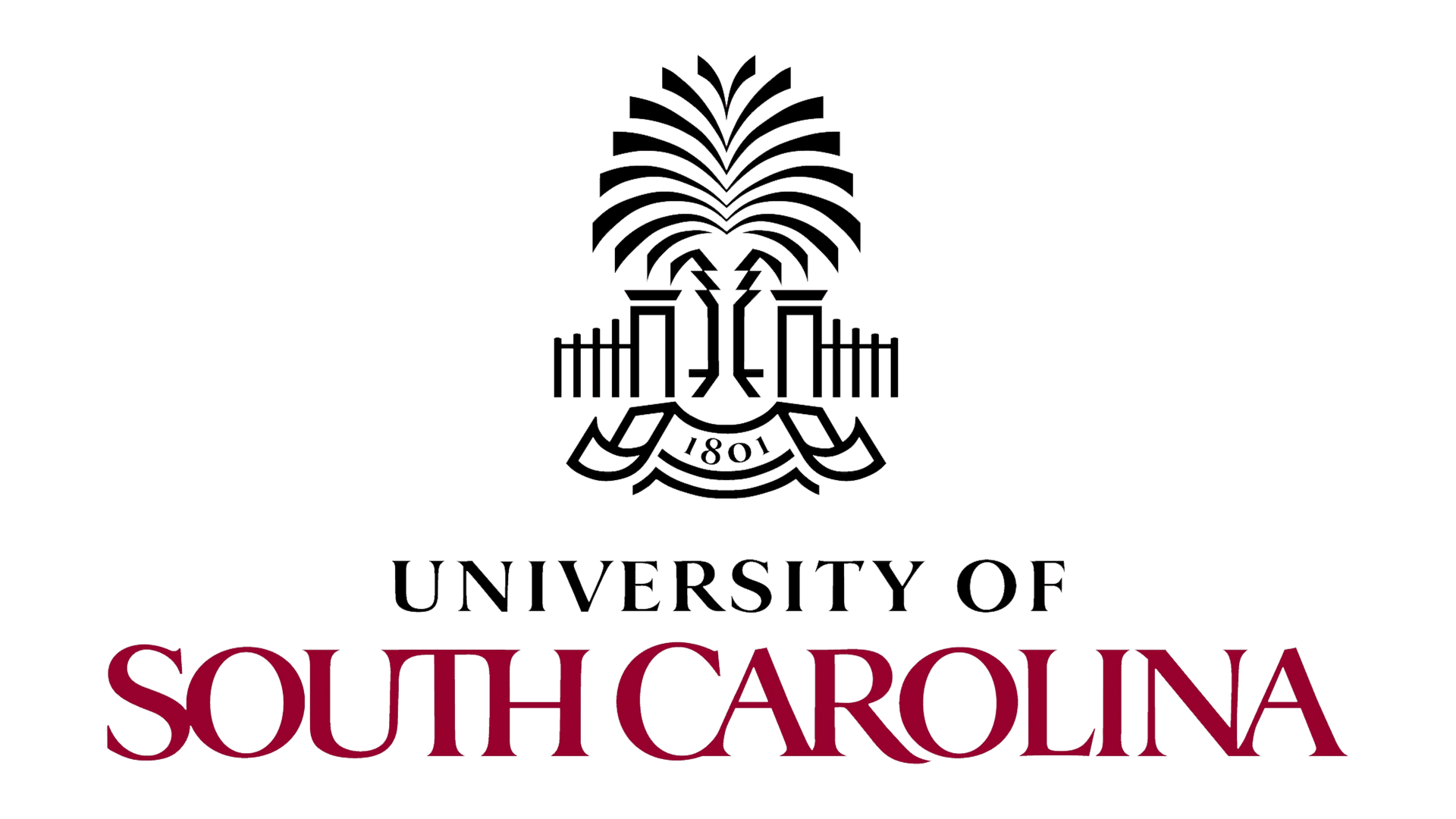 University of South Carolina logo with black palmetto tree and maroon text on white background