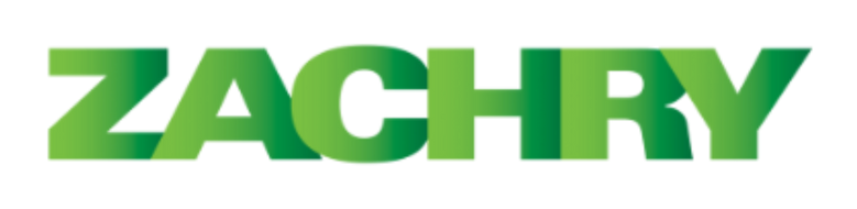 Green and yellow “ZACHRY” wordmark on a white background
