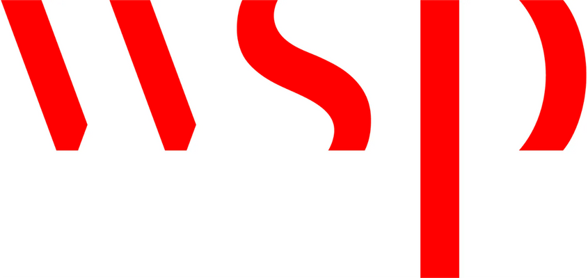 WSP logo in red letters on a white background