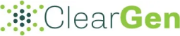 ClearGen logo with gray and green text and a dotted green circular icon