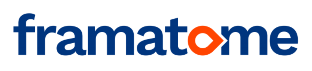 Framatome logo in blue and orange on a white background