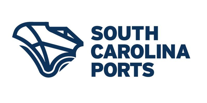 South Carolina Ports logo in navy blue with a stylized harbor graphic