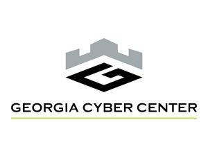 Georgia Cyber Center logo with gray and black geometric icon and text on white background
