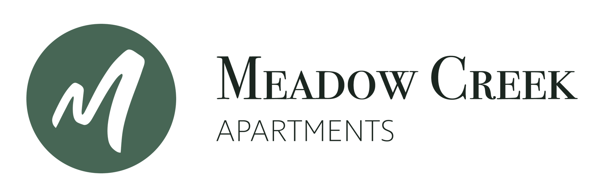 a green logo for meadow creek apartments