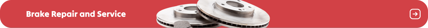 Red banner with text and a brake rotor on a car | Gilroy Car Care