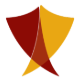 Abstract red and gold angular logo on white background
