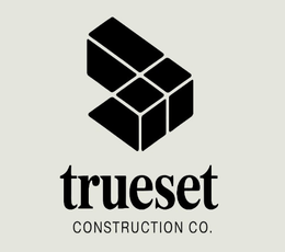 Trueset Construction Co. logo with black geometric cube icon and text on a light background