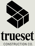 Trueset Construction Co. logo with black geometric cube icon and text on a light background