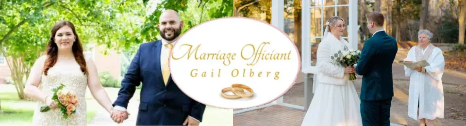 Wedding couple with rings and “Morris & Sons Gold & Silver” logo in a garden-themed collage