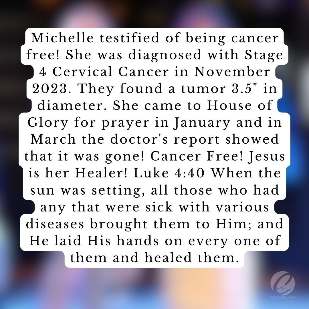Michelle testified of being cancer free ! she was diagnosed with stage 4 cervical cancer in November 2023. She received prayer at House of Glory Church and was healed! 