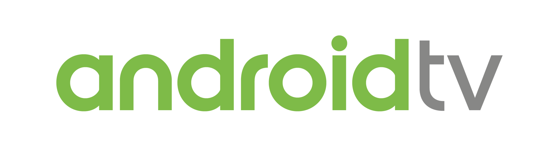 The logo for android tv is green and gray on a white background.