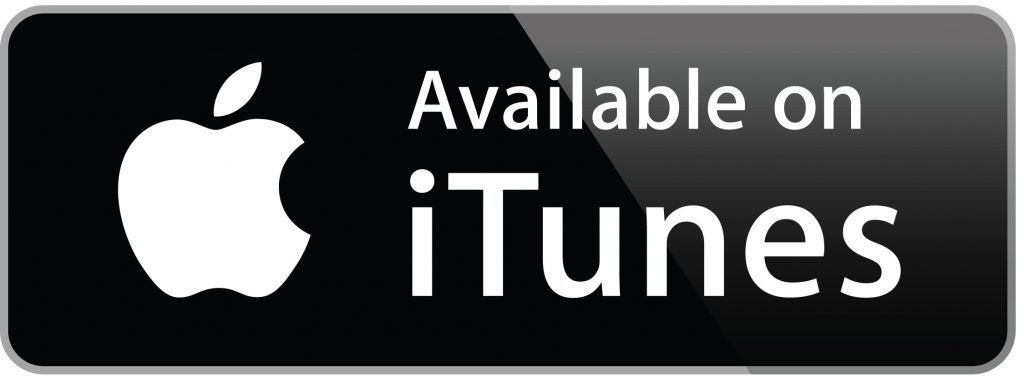 An apple logo is on a black button that says available on itunes