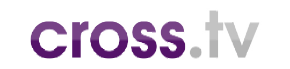 A purple and white cross.tv logo on a white background