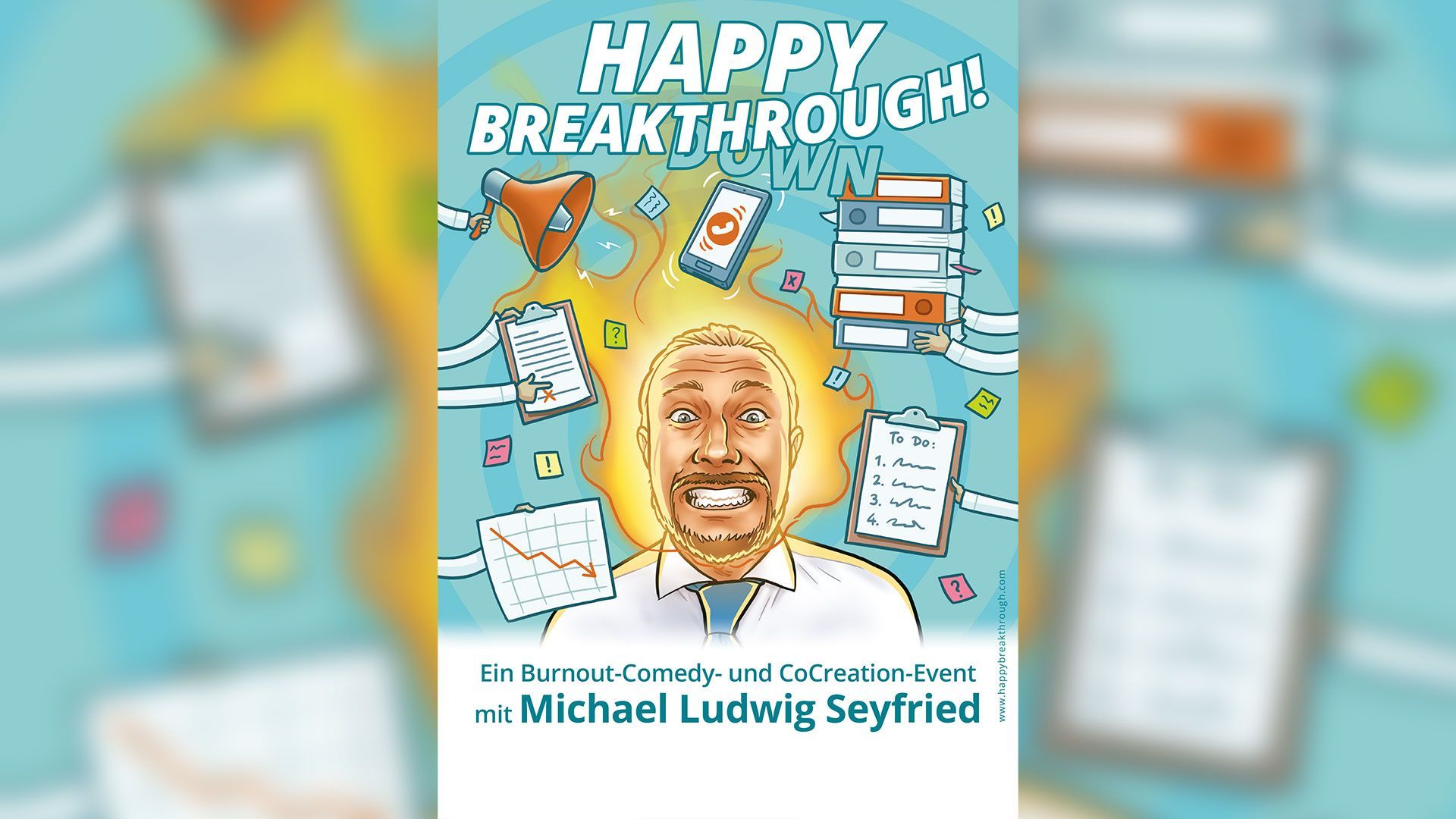 Ein Buch mit dem Titel „Happy Breakthrough“ von Michael Ludwig Seyfried