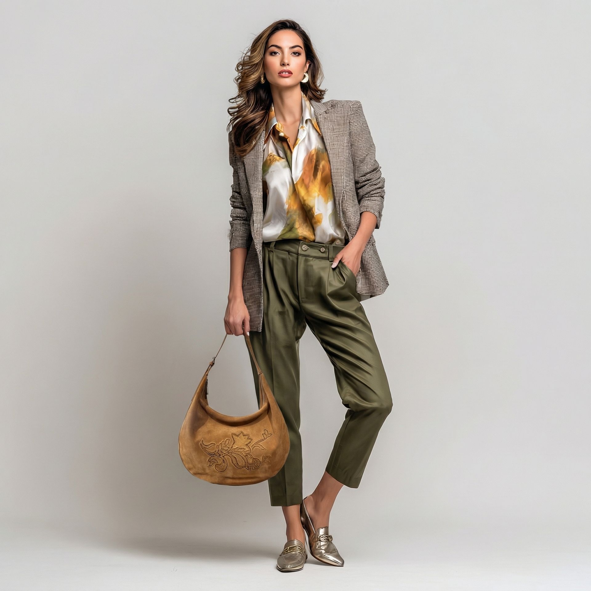 Borsa mezzaluna Ermanno Scervino: Camoscio Miele e Ricamo Signature