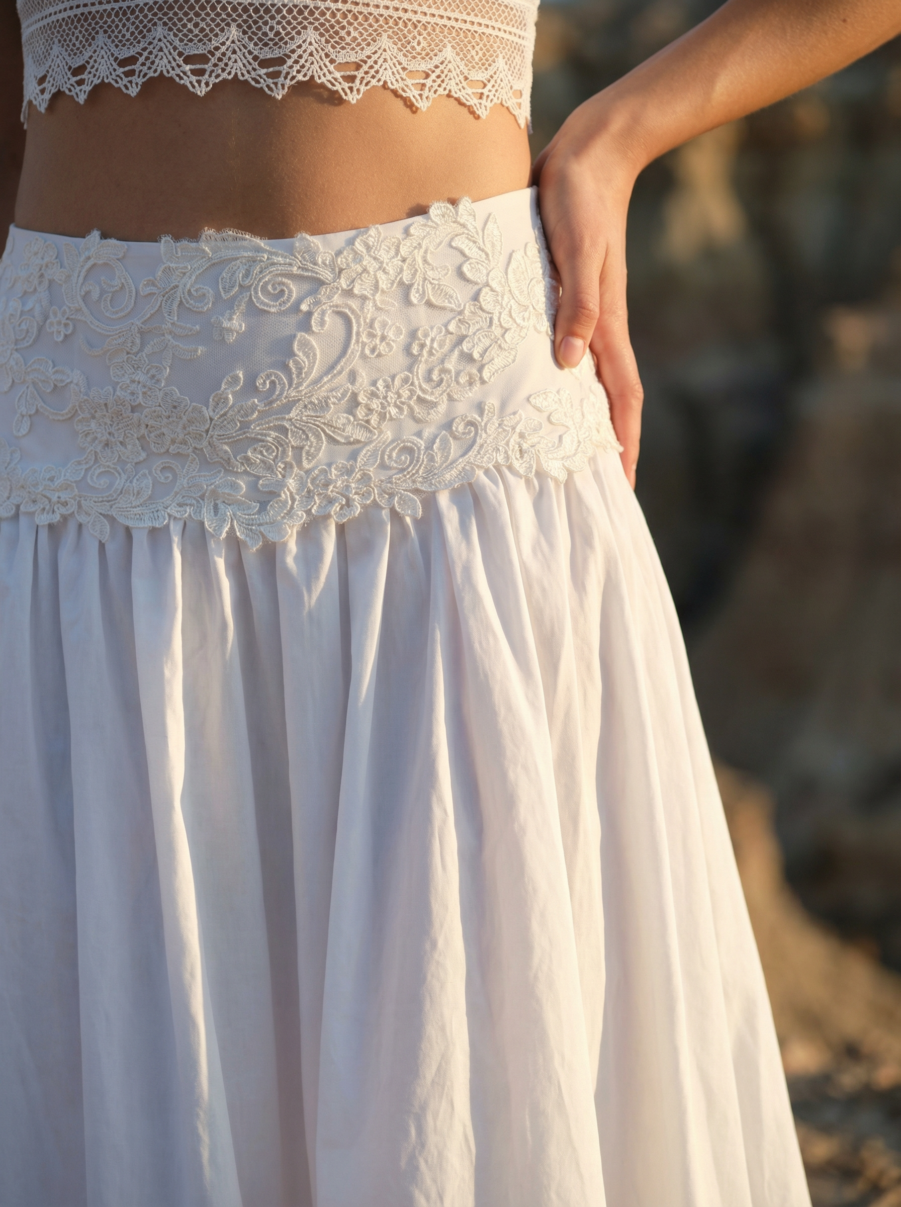Ermanno Scervino –  Gonna Lunga Cotone  Pizzo Boho Chic