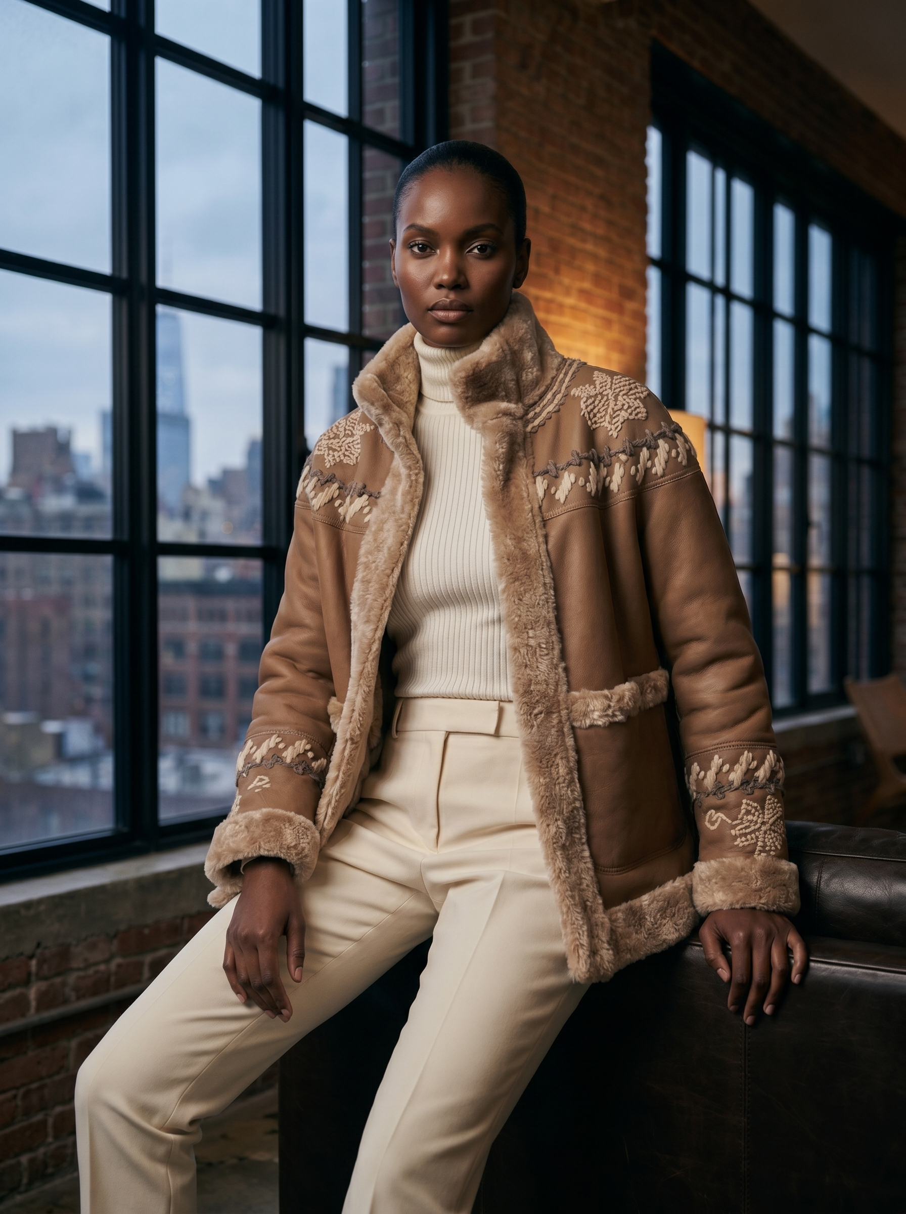 Montone Shearling Double face ricamato