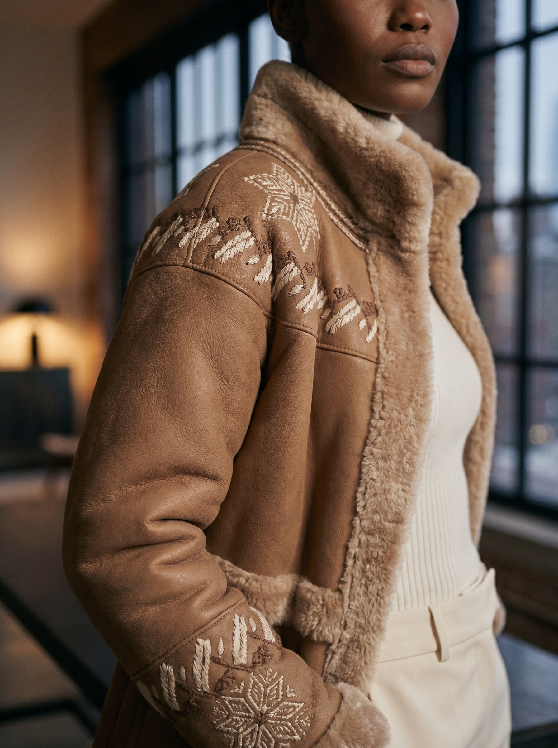 Montone Shearling Double face ricamato