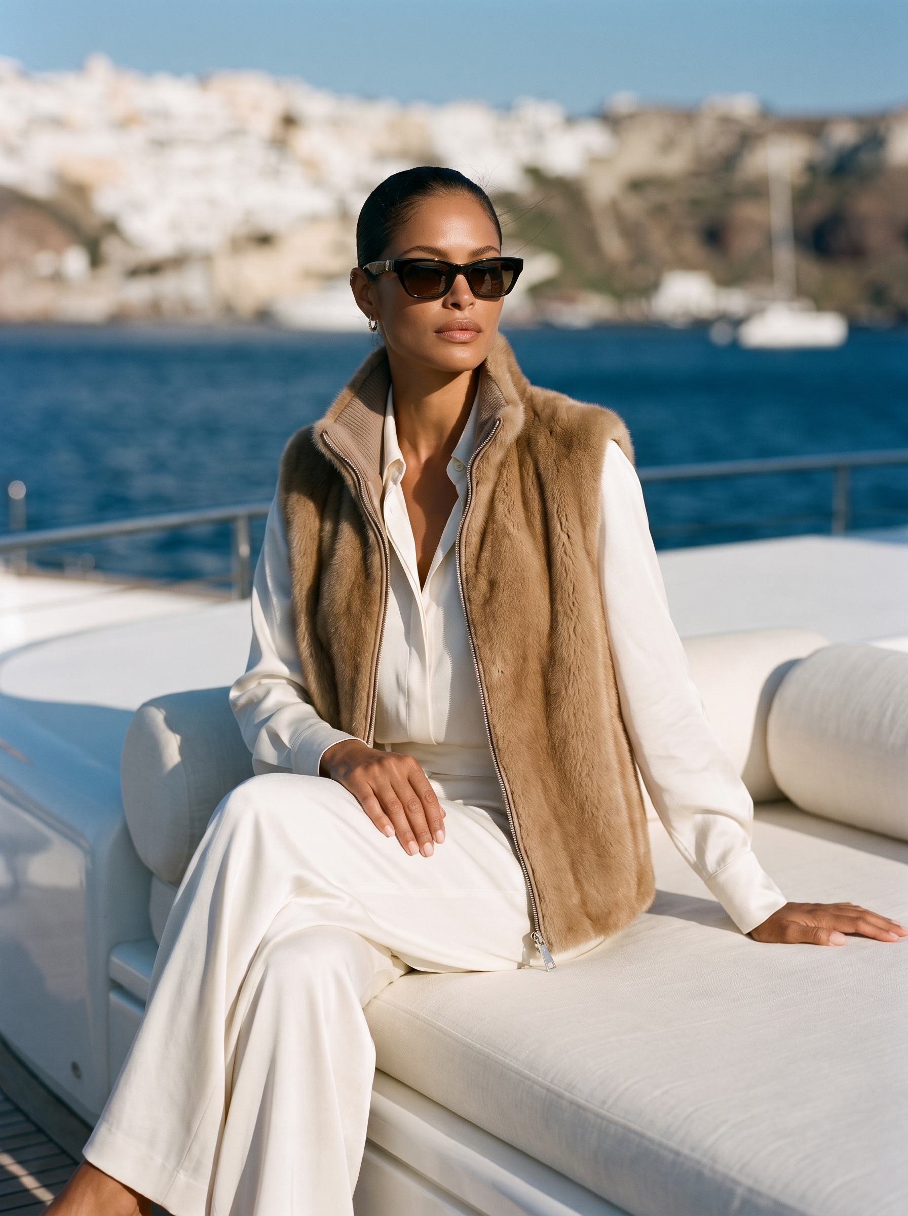 Gilet reversibile in visone e puro cashmere