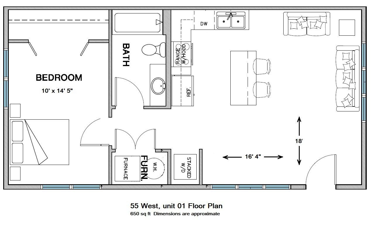 55 West Apartments floorplan