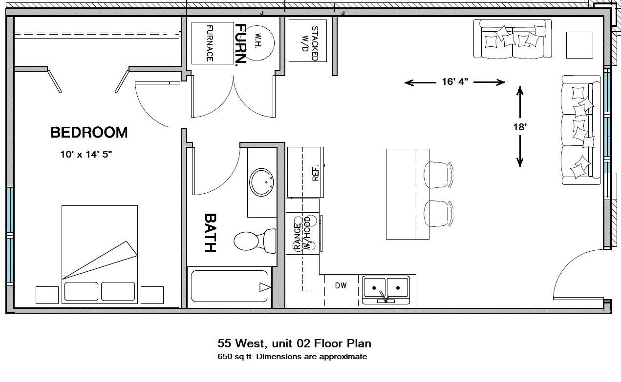 55 West Apartments floorplan