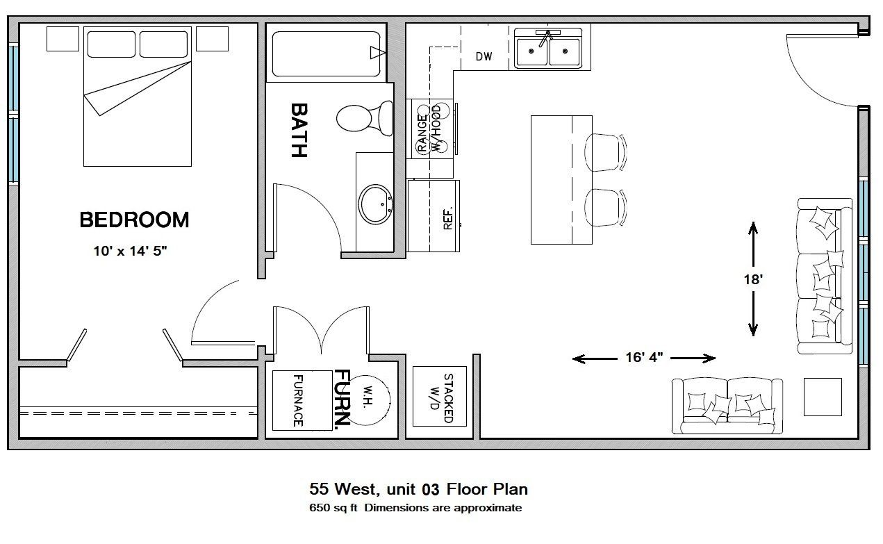 55 West Apartments floorplan
