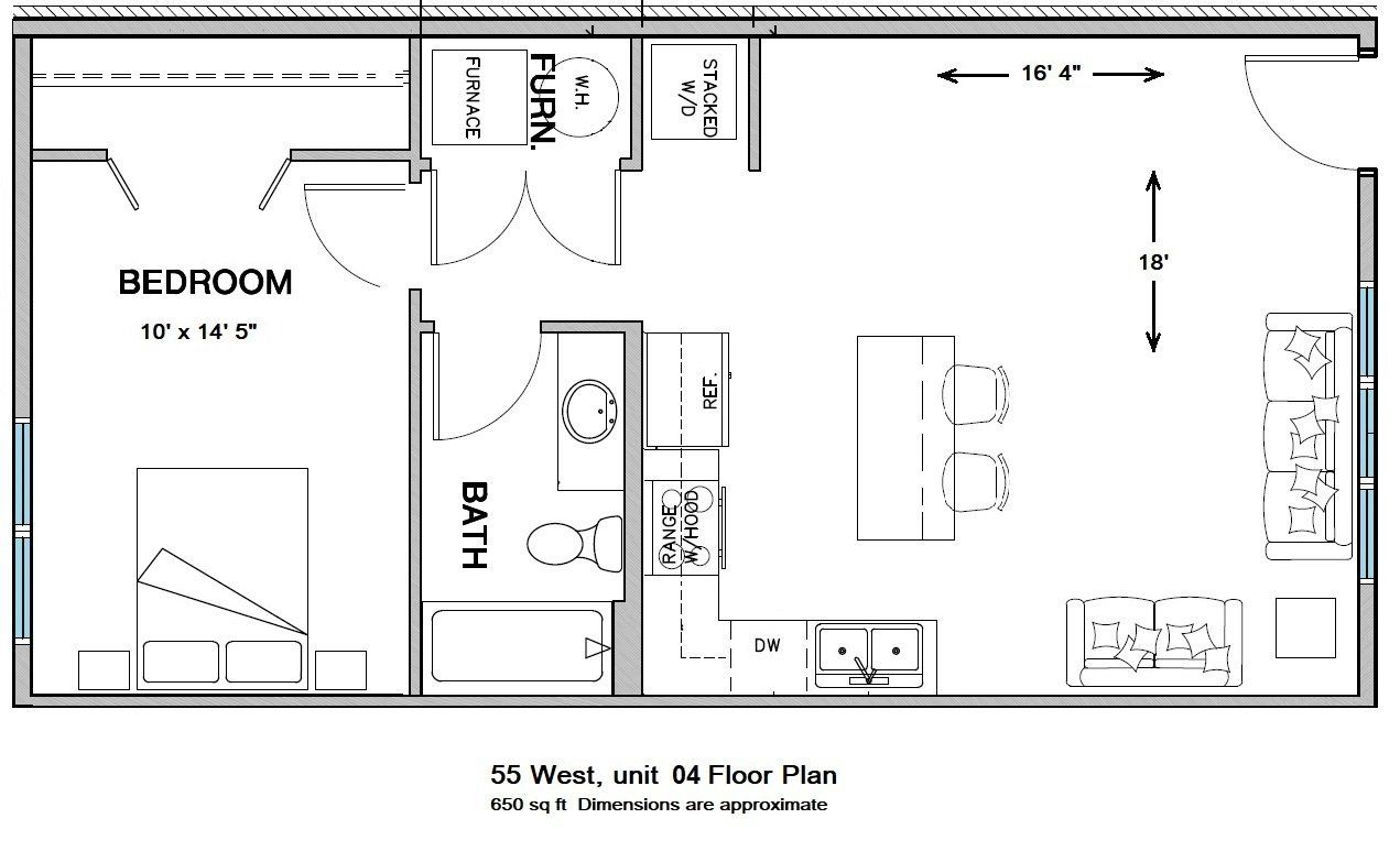 55 West Apartments floorplan