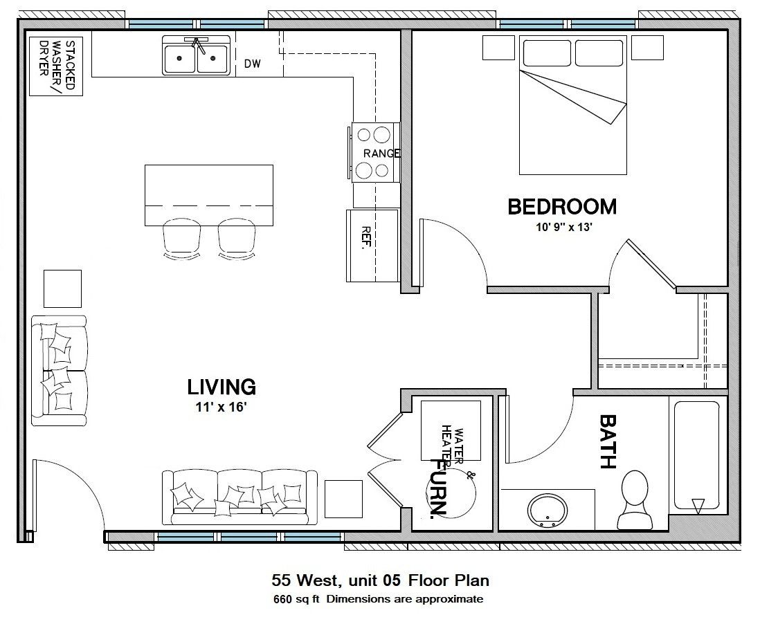 55 West Apartments floorplan