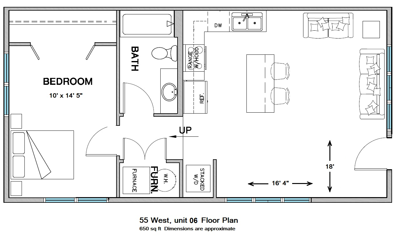 55 West Apartments floorplan