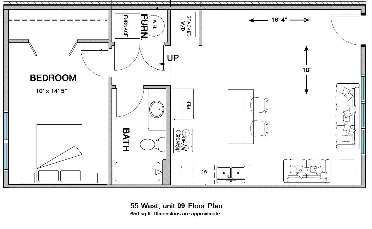 55 West Apartments floorplan