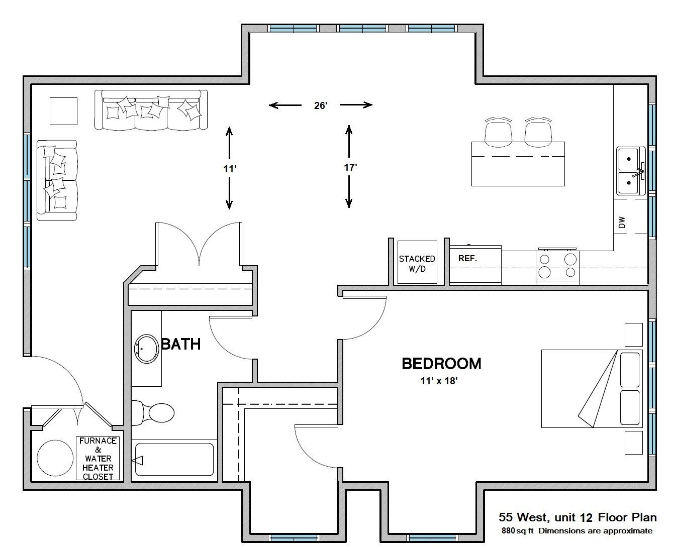 55 West Apartments floorplan