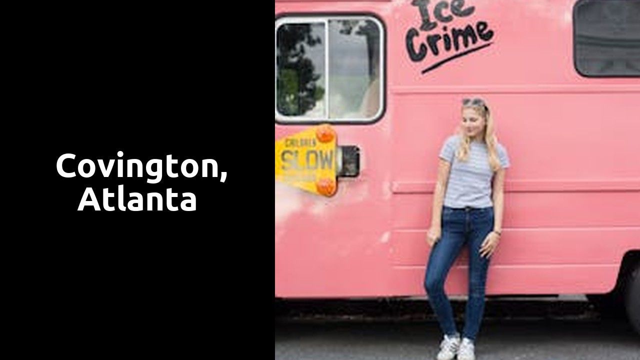 A woman and a pink ice cream truck.