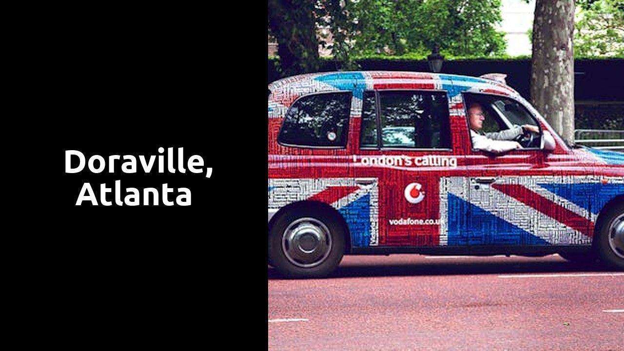 A red, white and blue taxi cab with a British flag painted on it A red, white and blue taxi cab with a British flag painted on it