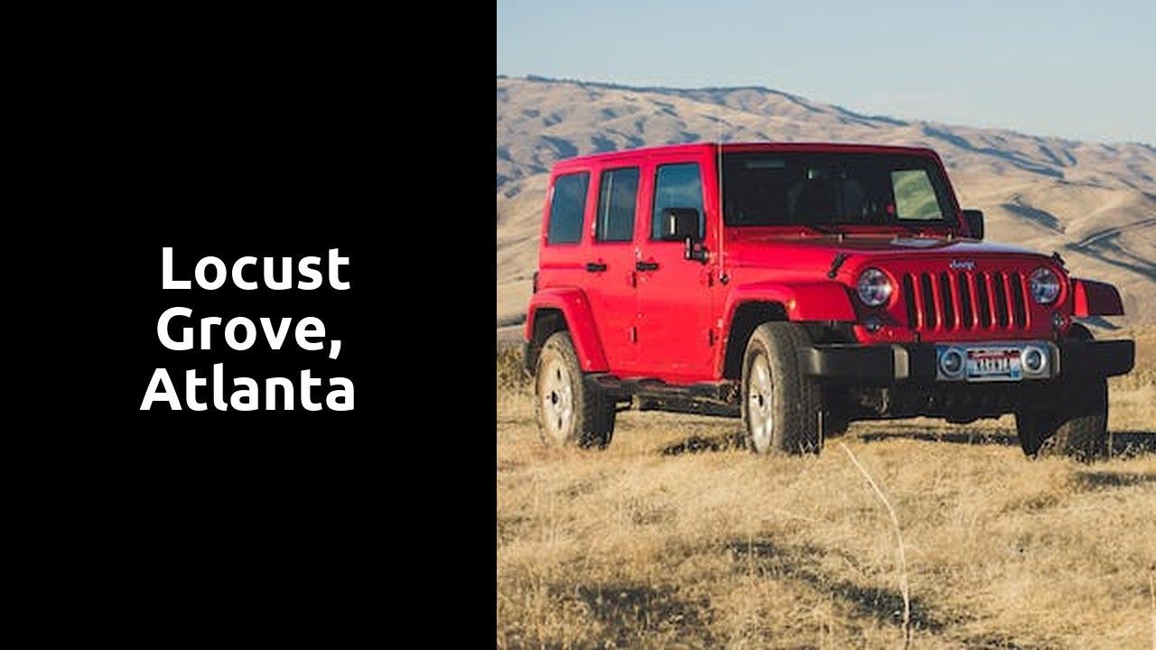 A red jeep is parked in a field A red jeep is parked in a field
