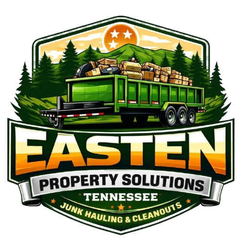 Easten Property Solutions Tennessee logo with green dumpster truck and junk hauling text