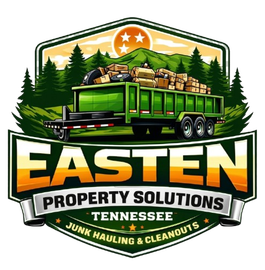 Easten Property Solutions Tennessee logo with green dumpster truck and junk hauling text