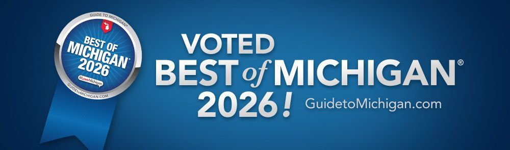 Blue “Voted Best of Michigan 2026!” badge with GuidedByMichigan.com text on a light blue background