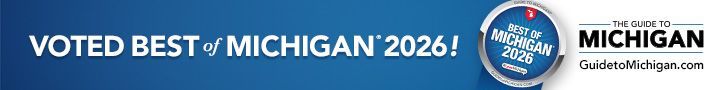 Blue banner reading “Voted Best of Michigan 2026” with a Michigan seal and “Michigan” text on the right.
