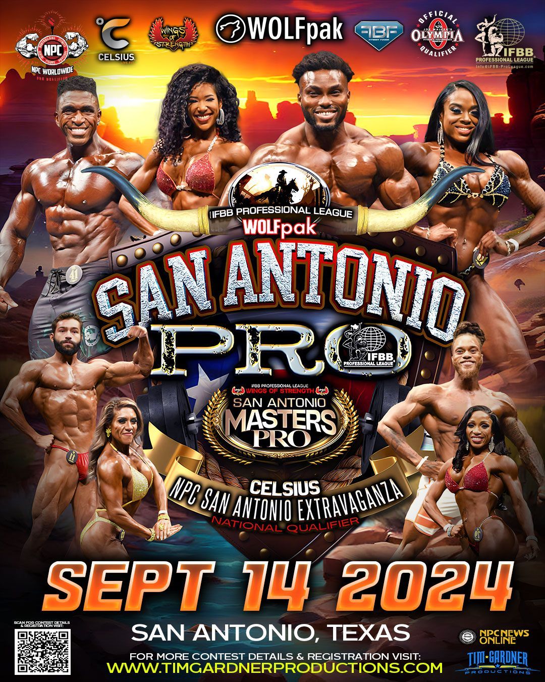 San Antonio Pro wrestling event poster with four competitors and bold “Sept. 14, 2024” text