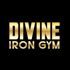 Gold “DIVINE IRON GYM” text on a black background