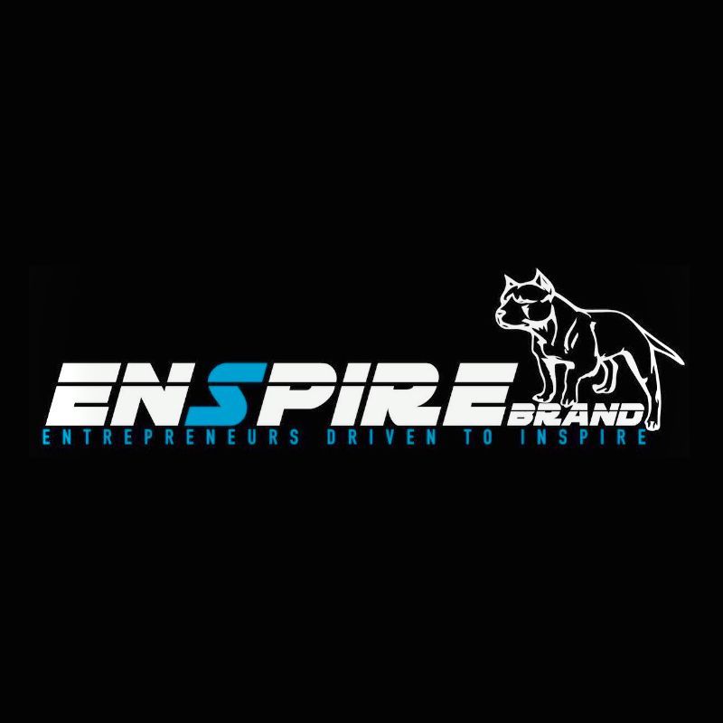 Black logo reading “ENSPIRE” with a white husky silhouette and the tagline “Entrepreneurs Driven to Inspire”