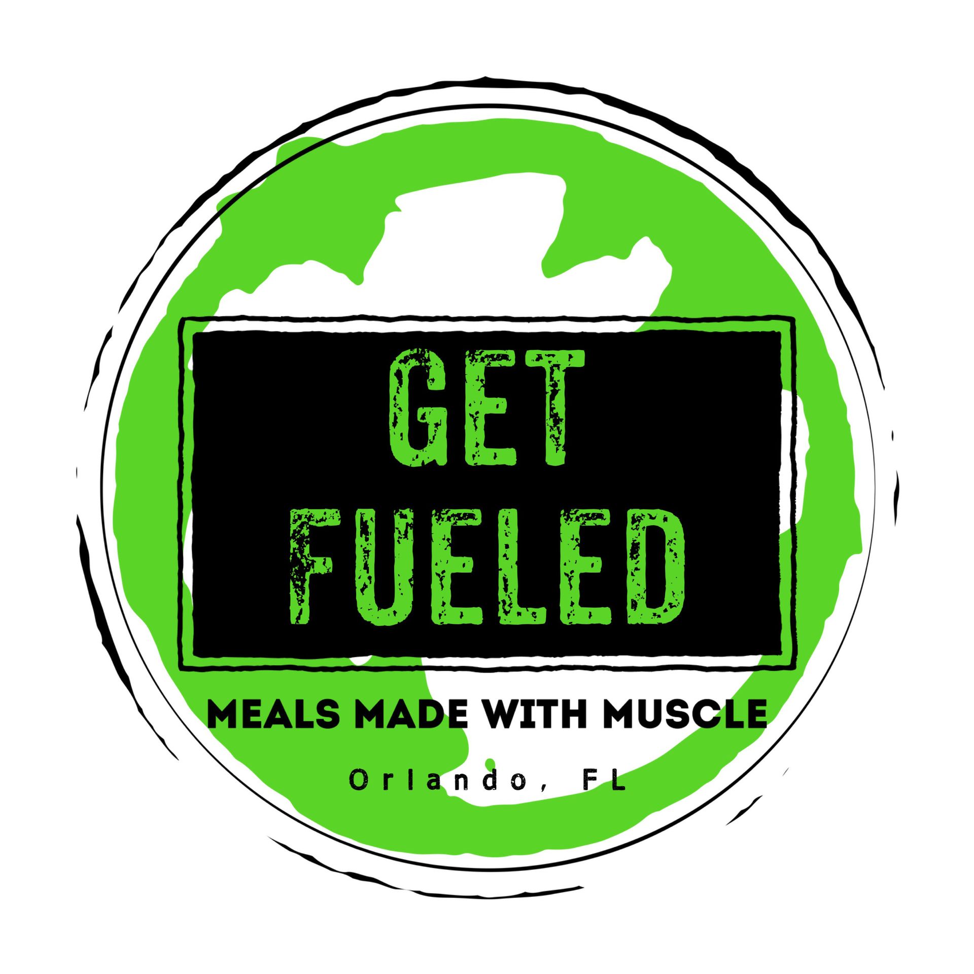 Get Fueled logo in green and black, with “Meals Made With Muscle” and “Orlando, FL” text.