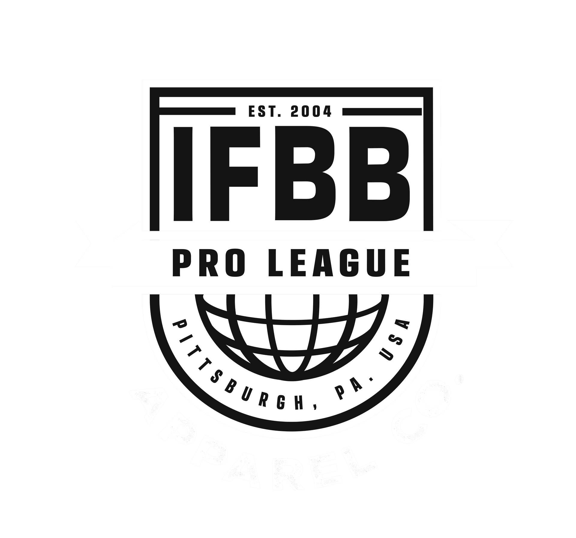 Black IFBB Pro League logo with “Est. 2009” and Pittsburgh, PA text on white background