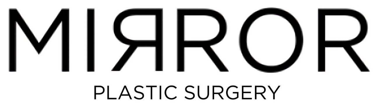 MIRROR Plastic Surgery logo in black and white, with stylized mirrored lettering.